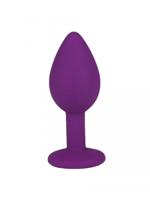 Фиолетовая силиконовая пробка с прозрачным кристаллом - 7,3 см. - Джага-Джага - купить с доставкой в Санкт-Петербурге