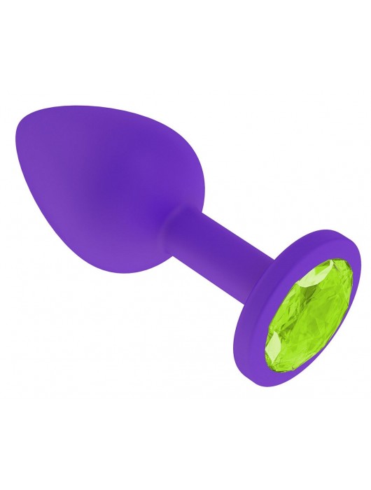 Фиолетовая силиконовая пробка с лаймовым кристаллом - 7,3 см. - Джага-Джага - купить с доставкой в Санкт-Петербурге