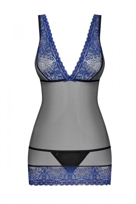 Облегающая сорочка с синим кружевом - Obsessive купить с доставкой