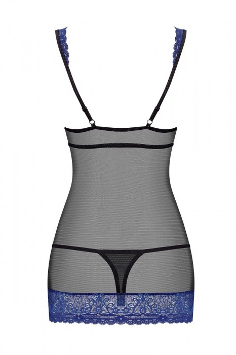 Облегающая сорочка с синим кружевом - Obsessive купить с доставкой