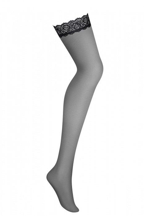 Чулки под пояс с узкой кружевной резинкой без силикона - Obsessive купить с доставкой