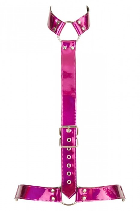 Неоново-розовая сбруя на шею и талию Bad Kitty Body Harness - Orion - купить с доставкой в Санкт-Петербурге