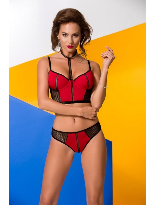 Соблазнительный комплект Coline с вставками из сеточки и ошейником - Avanua купить с доставкой