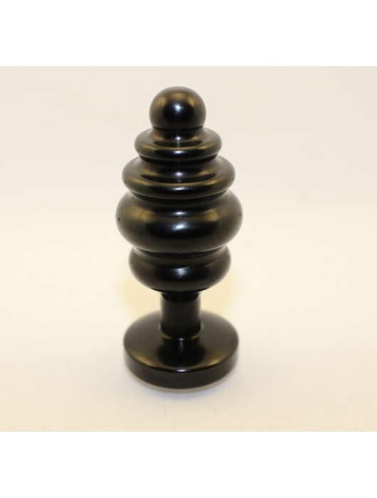 Черная фигурная анальная пробка с красным кристаллом - 8,2 см. - 4sexdreaM - купить с доставкой в Санкт-Петербурге