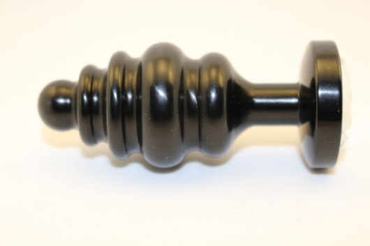 Черная фигурная анальная пробка с розовым кристаллом - 8,2 см. - 4sexdreaM - купить с доставкой в Санкт-Петербурге