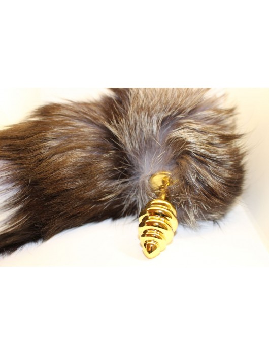Золотистая анальная пробка с хвостом  Королевская лиса - 4sexdreaM - купить с доставкой в Санкт-Петербурге