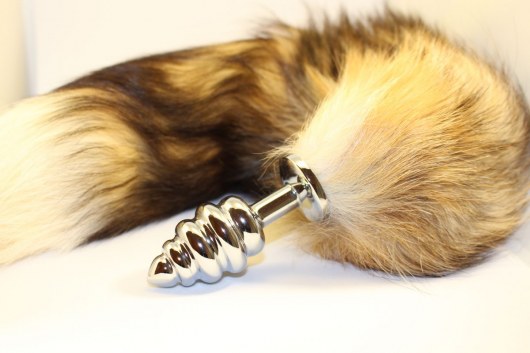 Серебристая анальная пробка с хвостом  Королевская лиса - 4sexdreaM - купить с доставкой в Санкт-Петербурге