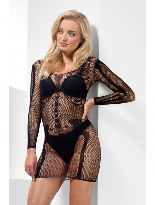 Платье в сетку с изображением костей SKELETON BONE NET DRESS - Fever купить с доставкой