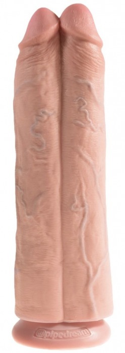 Страпон-система с телесной насадкой 11  Two Cocks One Hole Hollow Strap-On Suspender System - 30,5 см. - Pipedream - купить с доставкой в Санкт-Петербурге