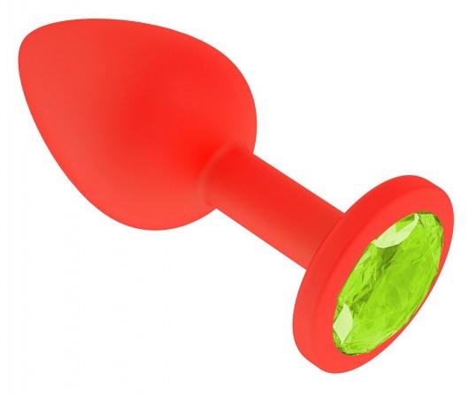 Красная анальная втулка с лаймовым кристаллом - 7,3 см. - Джага-Джага - купить с доставкой в Санкт-Петербурге
