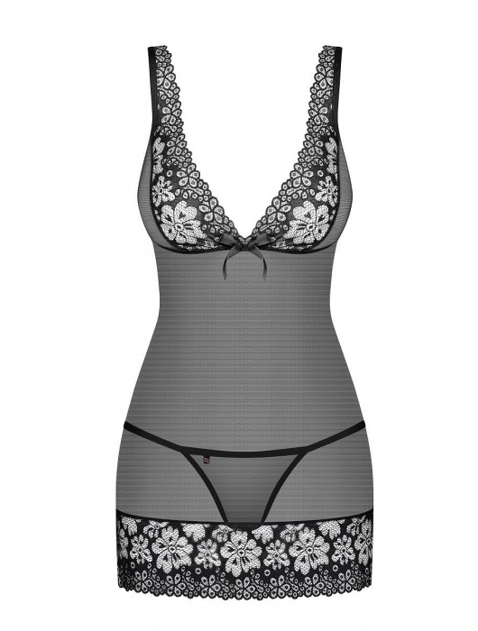 Сорочка из полупрозрачной сеточки с кружевной отделкой - Obsessive купить с доставкой