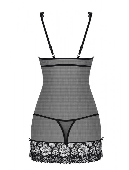 Сорочка из полупрозрачной сеточки с кружевной отделкой - Obsessive купить с доставкой