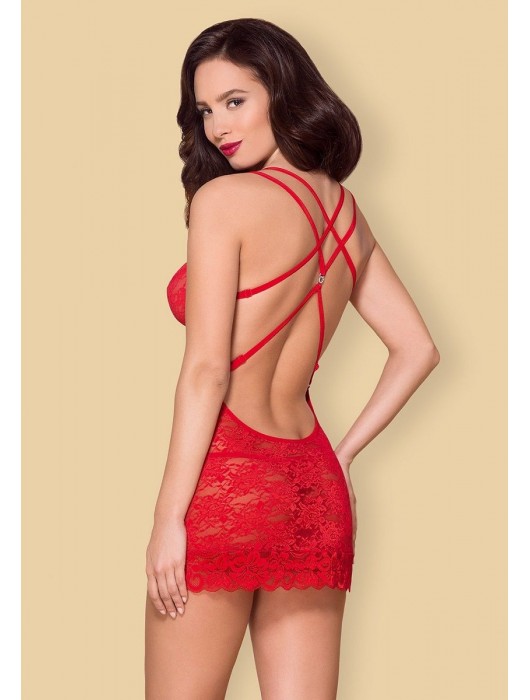 Облегающая кружевная сорочка на двойных бретелях - Obsessive купить с доставкой