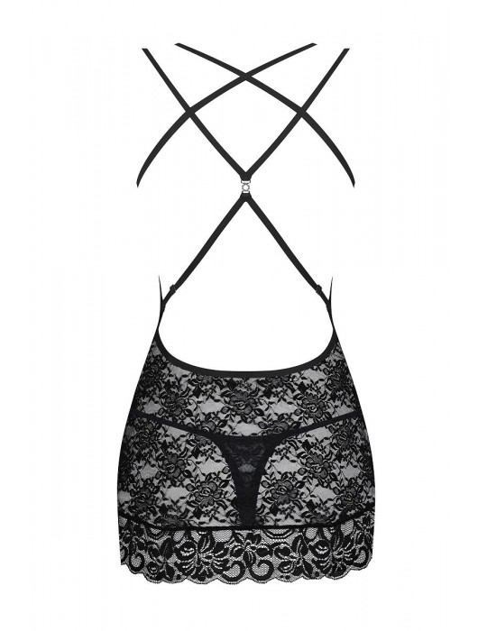 Облегающая кружевная сорочка на двойных бретелях - Obsessive купить с доставкой