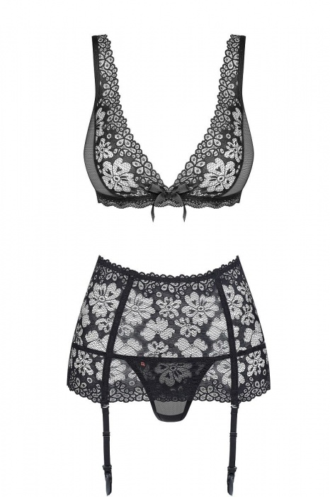 Чарующий кружевной комплект с высоким поясом для чулок - Obsessive купить с доставкой
