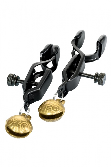 Черно-золотистые зажимы для сосков TOYFA Theatre - ToyFa - купить с доставкой в Санкт-Петербурге