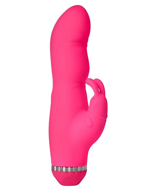 Розовый вибратор с клиторальным стимулятором PURRFECT SILICONE DELUXE DUOVIBE - 17,5 см. - Dream Toys