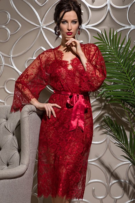 Длинный халат Chanell из нежного кружева - Mia-Mia купить с доставкой