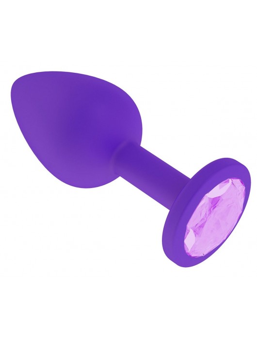 Фиолетовая силиконовая пробка с сиреневым кристаллом - 7,3 см. - Джага-Джага - купить с доставкой в Санкт-Петербурге
