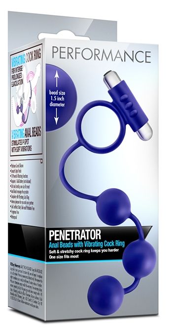 Синее эрекционное кольцо с анальным стимулятором Penetrator - Blush Novelties - в Санкт-Петербурге купить с доставкой