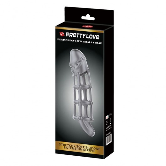 Серая силиконовая насадка на пенис с рельефом и подхватом - 17 см. - Baile - в Санкт-Петербурге купить с доставкой