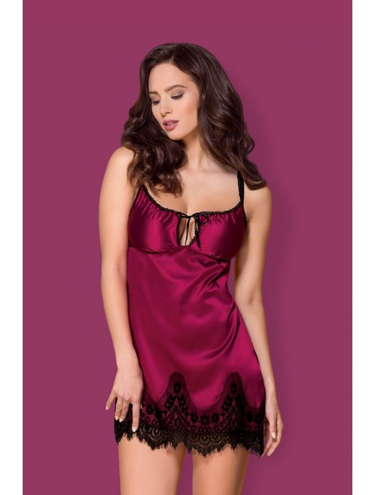 Чувственная атласная сорочка на лямочках - Obsessive купить с доставкой