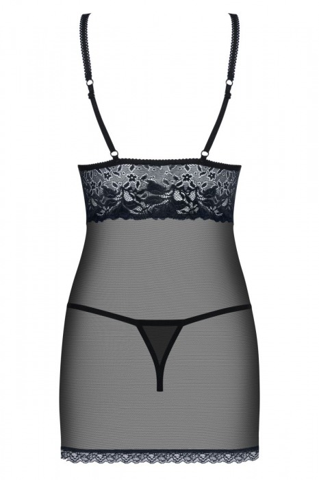 Волнующая сорочка с темно-синим кружевным декором - Obsessive купить с доставкой