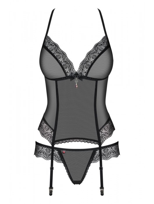 Волнующий полупрозрачный корсаж с кружевом (большой размер) - Obsessive купить с доставкой