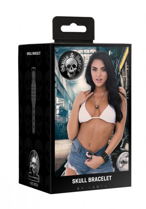 Черный браслет с металлическими заклепками - Shots Media BV купить с доставкой