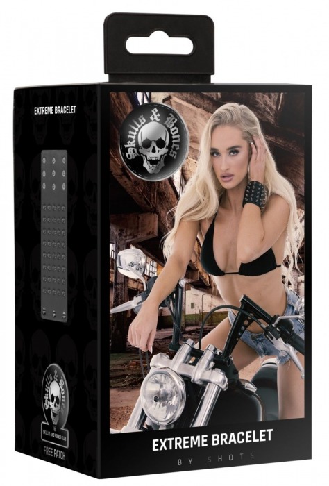 Черный браслет с острыми шипами - Shots Media BV купить с доставкой