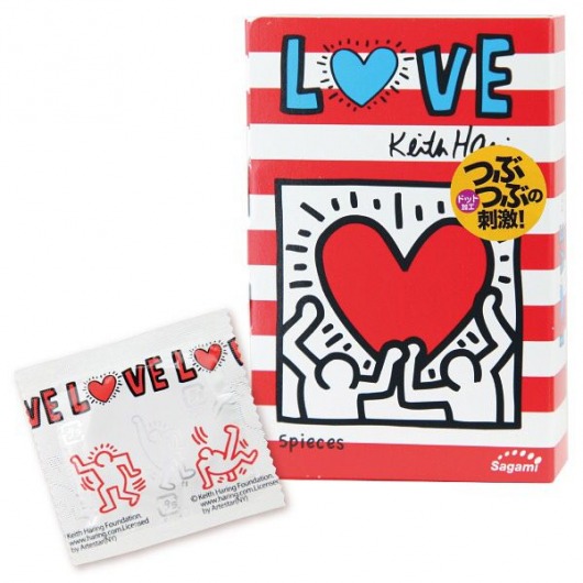 Презервативы Sagami LOVE Keith Haring - 12 шт. - Sagami - купить с доставкой в Санкт-Петербурге