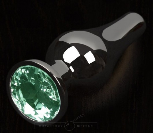 Графитовая удлиненная анальная пробка с зеленым кристаллом - 8,5 см. - Пикантные штучки - купить с доставкой в Санкт-Петербурге