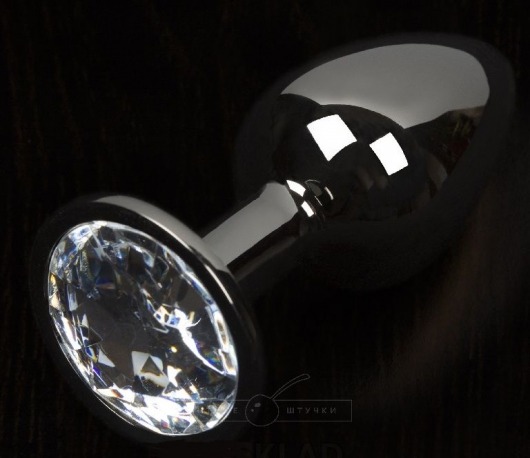 Графитовая анальная пробка с прозрачным кристаллом - 8,5 см. - Пикантные штучки - купить с доставкой в Санкт-Петербурге