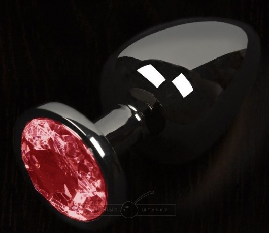 Графитовая анальная пробка с красным кристаллом - 8,5 см. - Пикантные штучки - купить с доставкой в Санкт-Петербурге