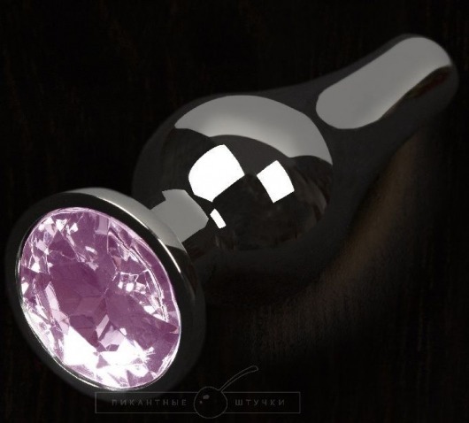 Графитовая удлиненная анальная пробка с розовым кристаллом - 12 см. - Пикантные штучки - купить с доставкой в Санкт-Петербурге