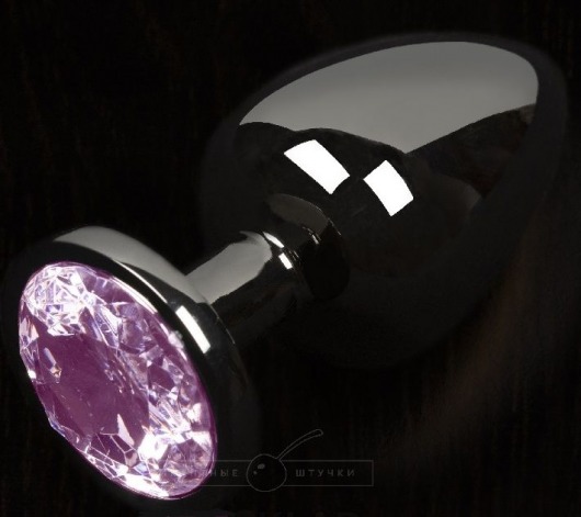 Графитовая анальная пробка с розовым кристаллом - 6 см. - Пикантные штучки - купить с доставкой в Санкт-Петербурге