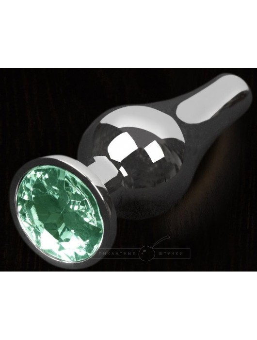 Серая анальная пробка с зеленым кристаллом - 12 см. - Пикантные штучки - купить с доставкой в Санкт-Петербурге