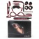 Черно-красный набор БДСМ: наручники, оковы, ошейник с поводком, кляп, маска, плеть, лиф - Bior toys - купить с доставкой в Санкт-Петербурге