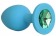 Голубая силиконовая анальная пробка с зеленым кристаллом - 9,5 см. - Bior toys - купить с доставкой в Санкт-Петербурге