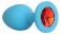 Голубая силиконовая анальная пробка с красным кристаллом - 9,5 см. - Bior toys - купить с доставкой в Санкт-Петербурге