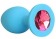 Голубая силиконовая анальная пробка с малиновым кристаллом - 9,5 см. - Bior toys - купить с доставкой в Санкт-Петербурге