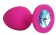 Ярко-розовая анальная пробка с голубым кристаллом - 9,5 см. - Bior toys - купить с доставкой в Санкт-Петербурге