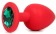 Красная анальная пробка с зеленым кристаллом - 9,5 см. - Bior toys - купить с доставкой в Санкт-Петербурге