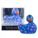 Синий вибратор-уточка I Rub My Duckie 2.0 Romance с розовым принтом - Big Teaze Toys - купить с доставкой в Санкт-Петербурге