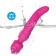 Ярко-розовый двусторонний wand-вибромассажер с рифленой ручкой - 22,5 см. - Silicone Toys купить в Санкт-Петербурге с доставкой в Orgasmix.ru Ярко-розовый двусторонний wand-вибромассажер с рифленой ручкой - 22,5 см. - Silicone Toys