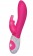 Ярко-розовый вибромассажёр с клиторальным отростком и отделанной стразами рукоятью The Classic Rabbit - 22 см. - The Rabbit Company