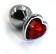Серебристая анальная пробка с красным кристаллом-сердцем - 8,2 см. - Kanikule - купить с доставкой в Санкт-Петербурге