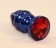 Синяя рифлёная пробка с красным кристаллом - 7,3 см. - 4sexdreaM - купить с доставкой в Санкт-Петербурге