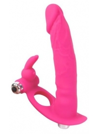 Ярко-розовая вибронасадка для двойного проникновения - 15 см. - Bior toys - купить с доставкой в Санкт-Петербурге