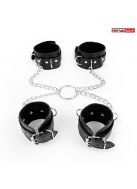 Комплект наручников и оков на металлических креплениях с кольцом - Notabu - купить с доставкой в Санкт-Петербурге